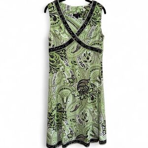 Tahari Arthur S. Levine Green Paisley Sleeveless Dress
